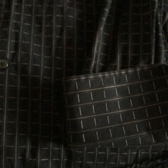 Perry Ellis Black small window pane long sleeve button down dress shirt in L - Picture 2 of 3